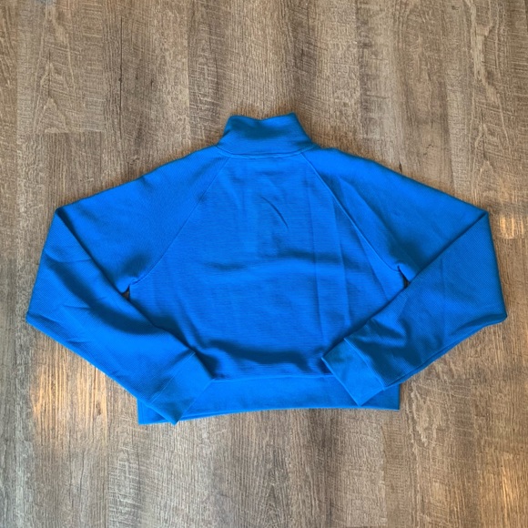 Half Zip Mock Neck Ribbed Hoodie - Picture 3 of 3